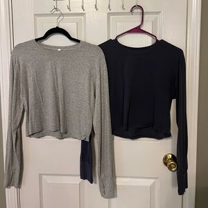 Cropped long sleeve athletic shirts